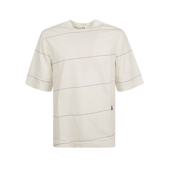 Burberry Casual White T-Shirt With Subtle Stripes - NWT - Picture 1 of 3